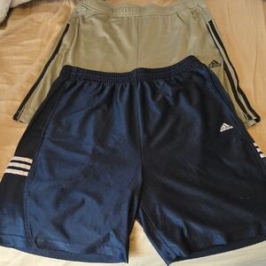 Adidas Men's Blue and Beige Athletic Shorts